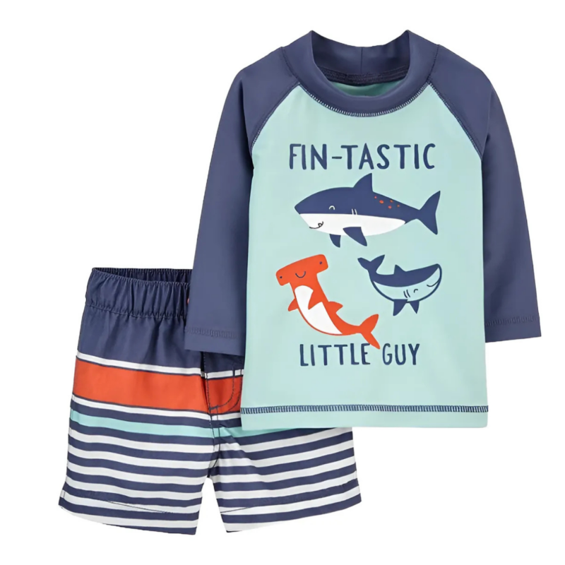 Conjunto Praia Carter's Bebê Tubarão Uv 50+ Menino 18m