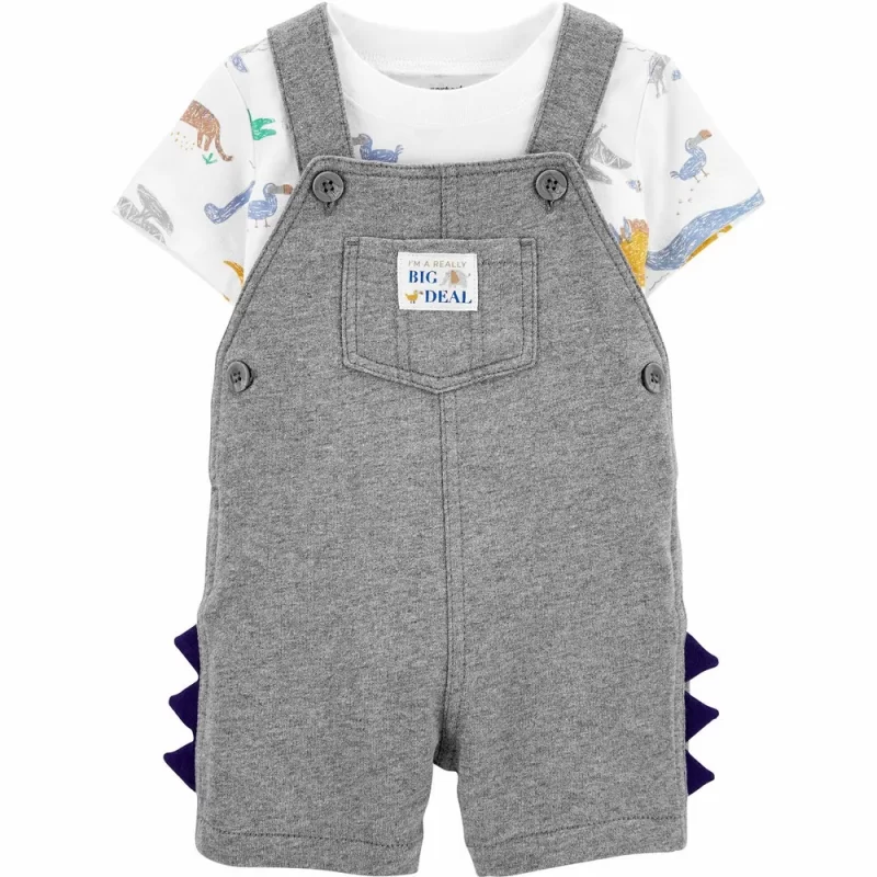 Conjunto Jardineira E Camiseta Dinossauro Carters - Bebê 9m