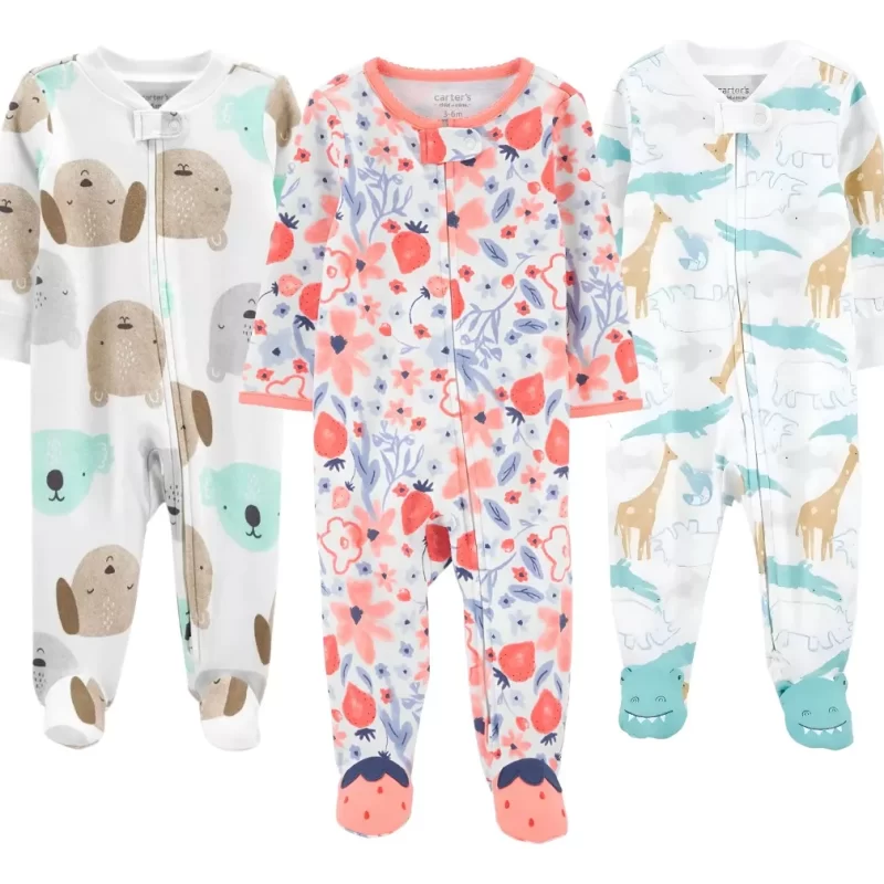Macacão Pijama Carters Bebê Com Pé Longo Algodão Original