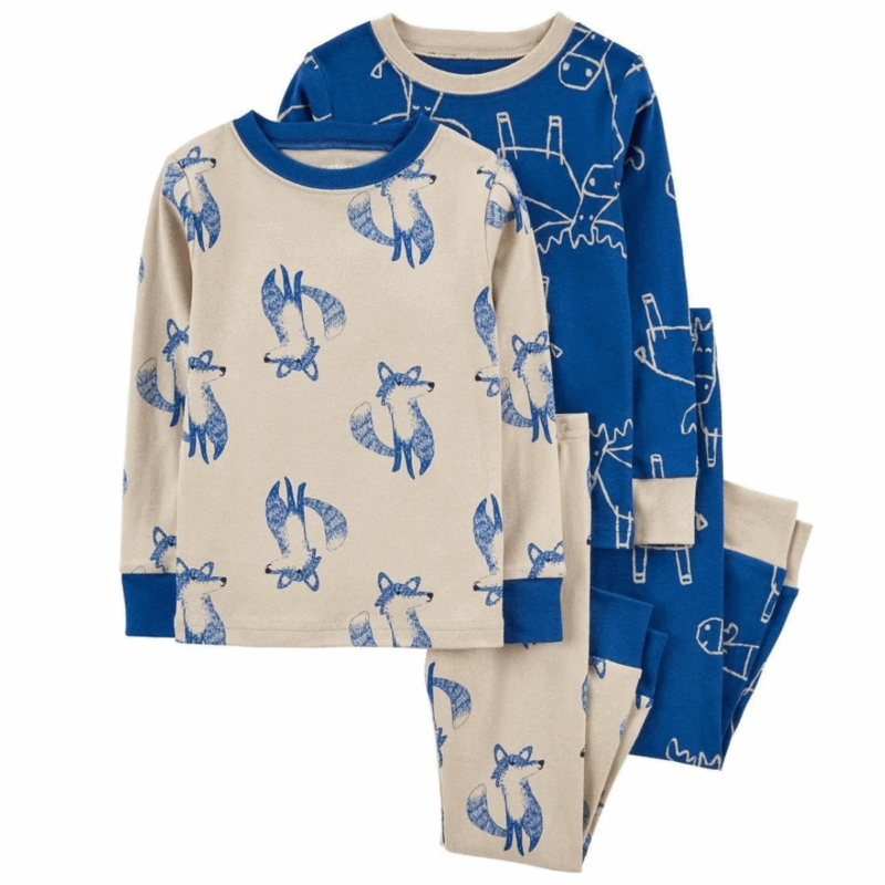 Pijama Infantil Carters / Menino / 4 Peças Carrinhos Animais
