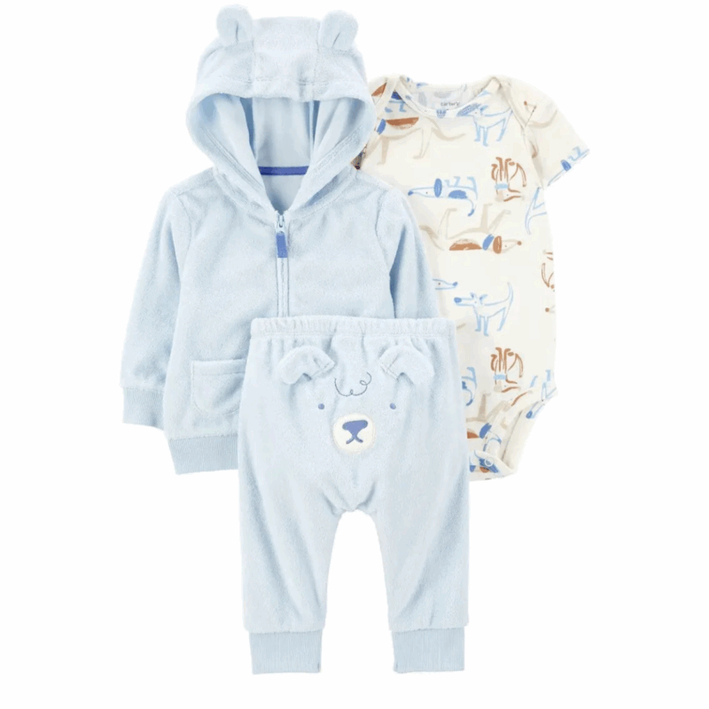 Conjunto Carters Original 3 Pcs Trio Bebe Calça, Body Casaco